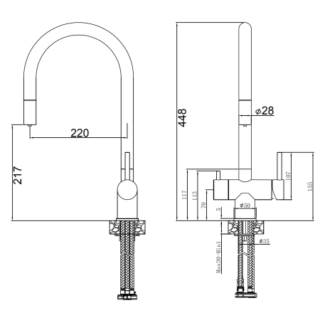 Кухонный смеситель Fabiano FKM 31,18 Inox A-26